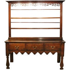 Antique Rare Oak George III Period "Silhouette" Dresser and Rack