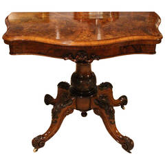 Fine Burr Walnut Victorian Period Fold Over Games Table