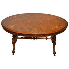 Beautiful Burr Walnut and Marquetry Victorian Period Coffee Table (Adapted)