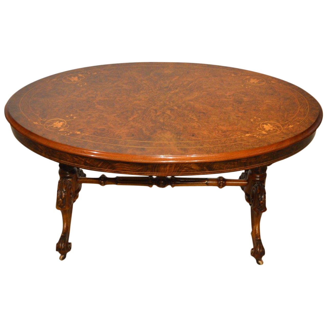 Beautiful Burr Walnut and Marquetry Victorian Period Coffee Table (Adapted)