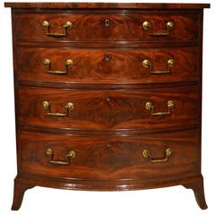 A Mahogany Regency Period Bow Front Antique Chest Of Drawers