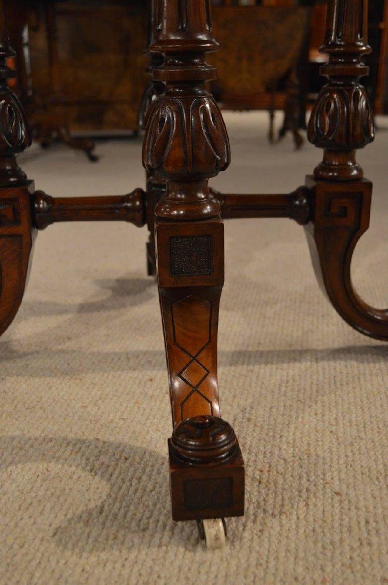 British Stunning Quality Burr Walnut and Victorian Period Clover Leaf Games Table