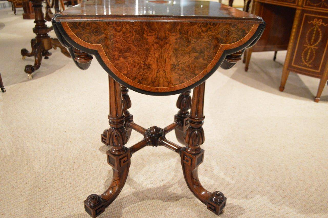 Amboyna Stunning Quality Burr Walnut and Victorian Period Clover Leaf Games Table