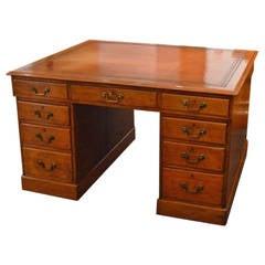 Patinated Pine Victorian Period Antique Partners Desk
