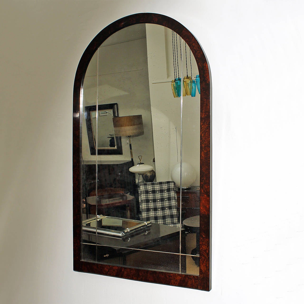 French 1930´s Art Deco mirror, walnut - France