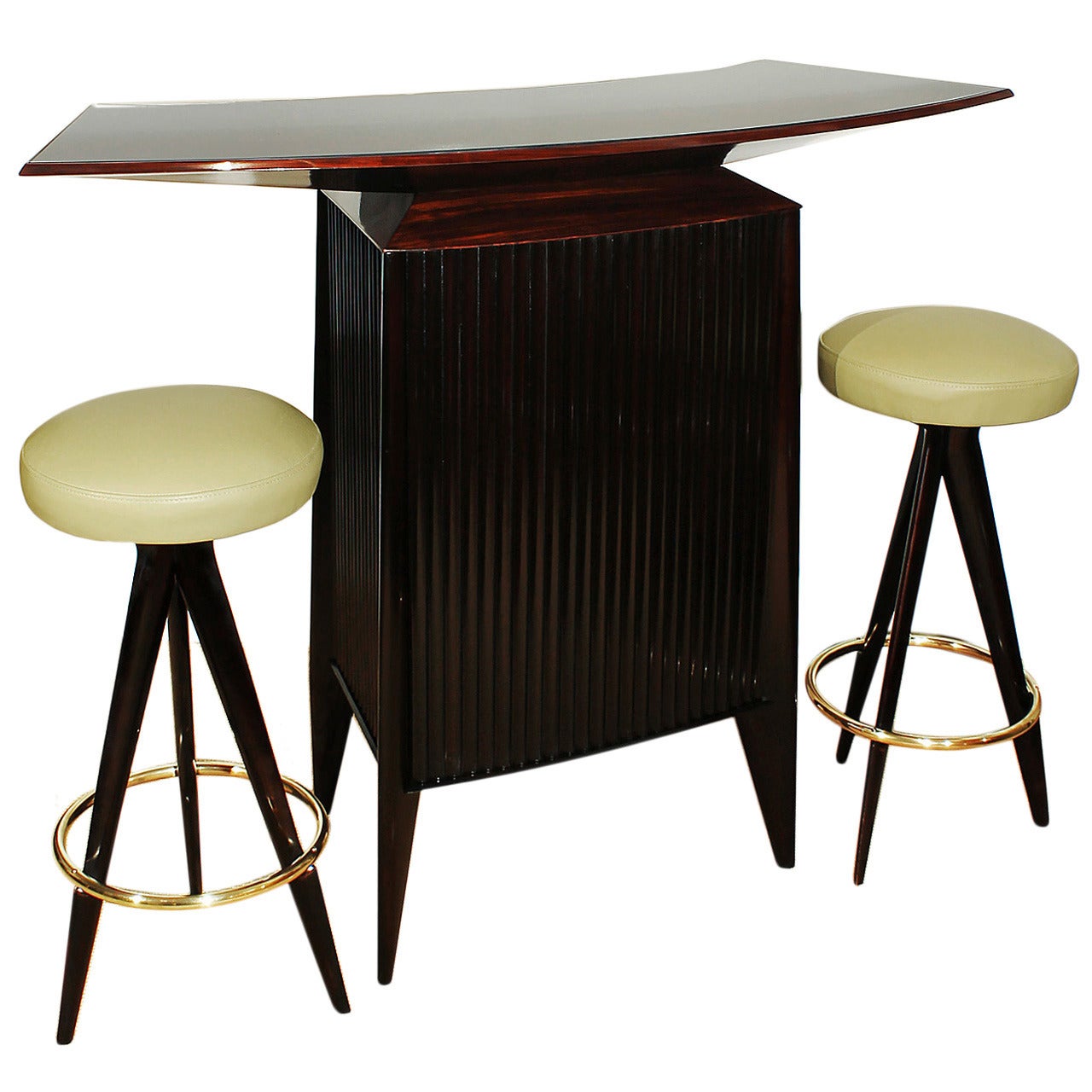 Set of Bar Counter and Two Bar Stools from the 1950s