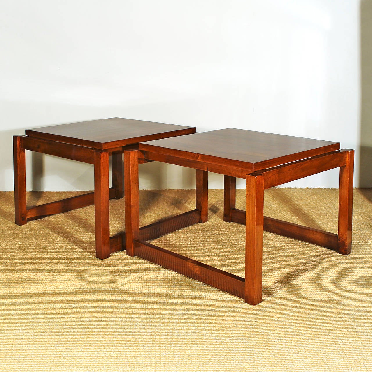 Pair Of Cubist Style Coffee Tables From The 1960s For At 1stdibs Pair Of Cubist Style Coffee Tables Solid Walnut And Veneer French Polish