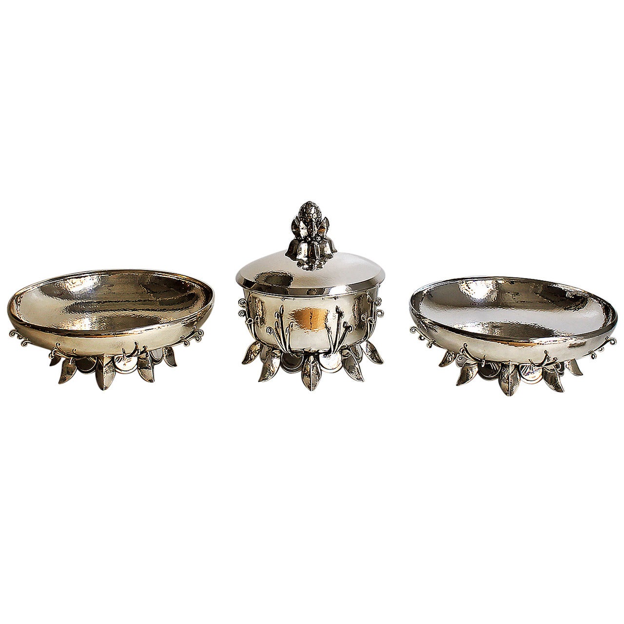 Sterling silver 3 pieces center table by Armengol