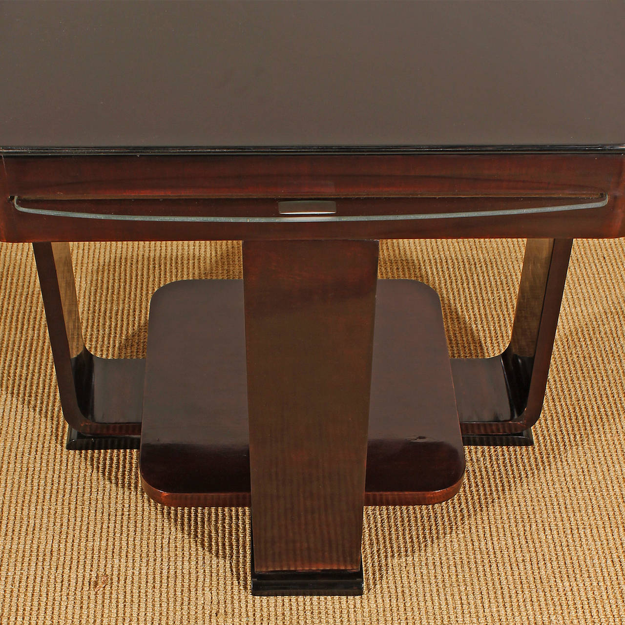 Glass 1930-35 Art Deco sidetable, mahogany, glass - Belgium For Sale