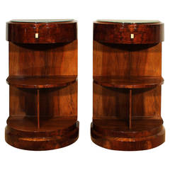 Pair of Art Deco Semi-Circular Nightstands