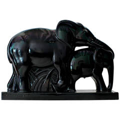 Art Deco "Elephants" faience by Charles Lemanceau