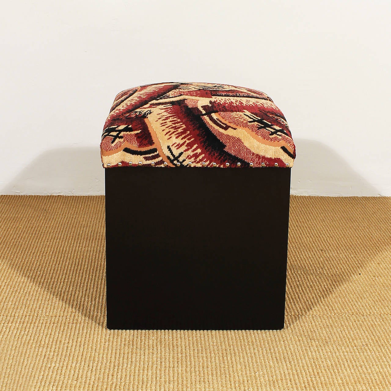 Fabric Pair of Art Deco Cubist Stools