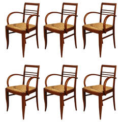 Set of Six Art Deco Bridge Armchairs 11