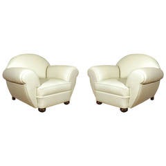 Pair of Large Art Deco Club Armchairs 12