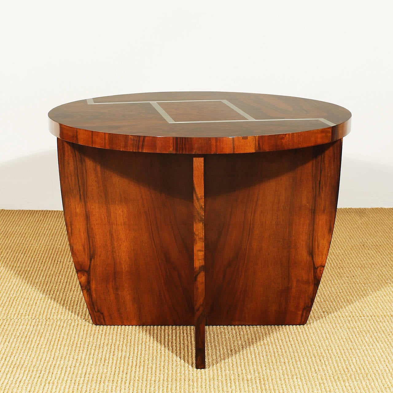 Marquetry French Art Deco Round Side Table