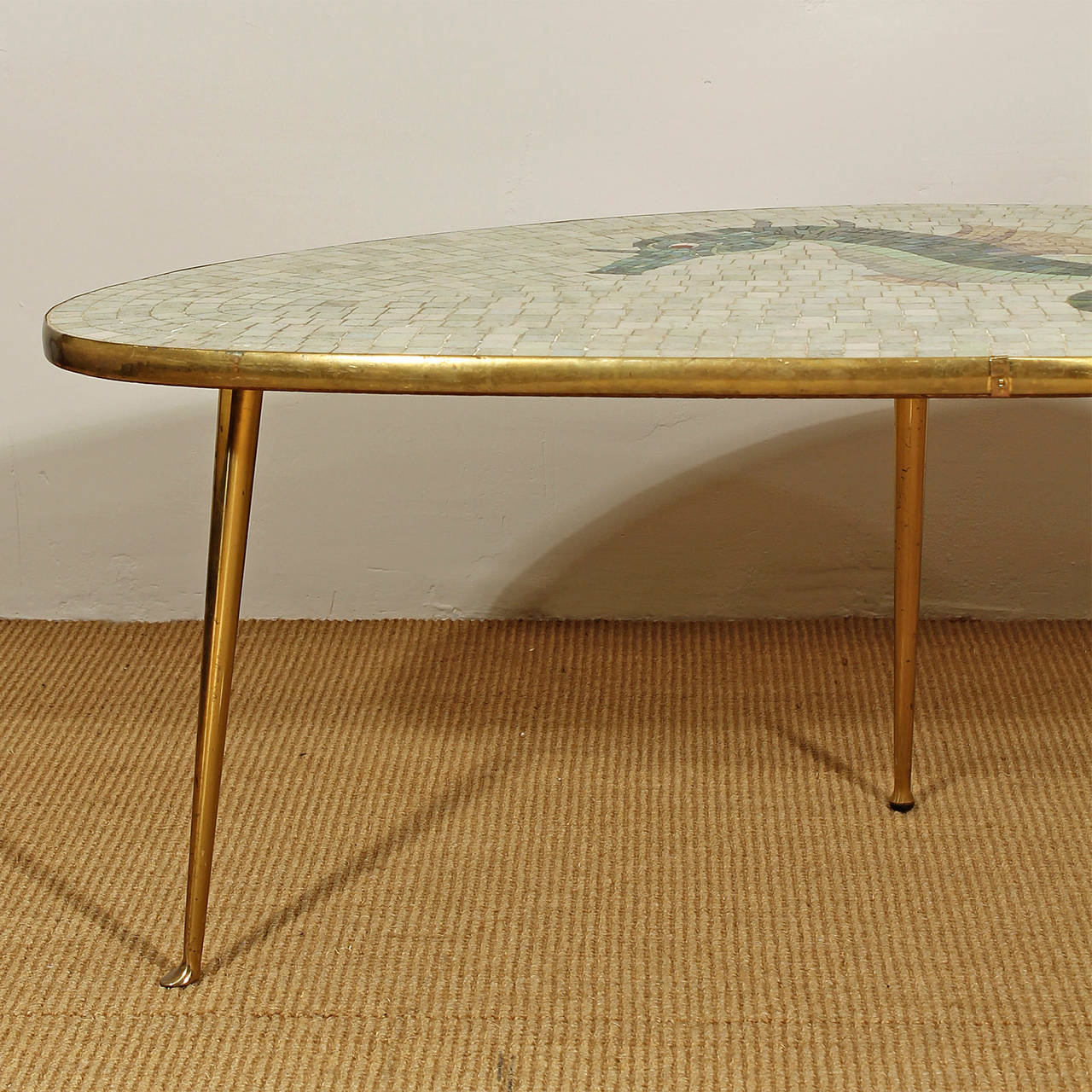 Mid-20th Century Tripod Coffee Table with Ceramic Mosaic