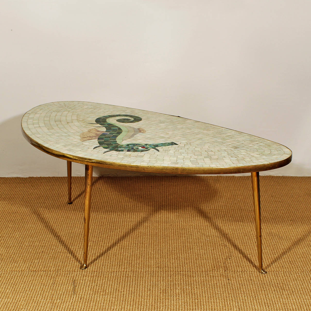 Tripod Coffee Table with Ceramic Mosaic In Excellent Condition In Girona, ES