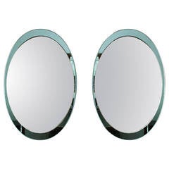 Pair of Mirrors with Aqua Green Frame from the 1970s