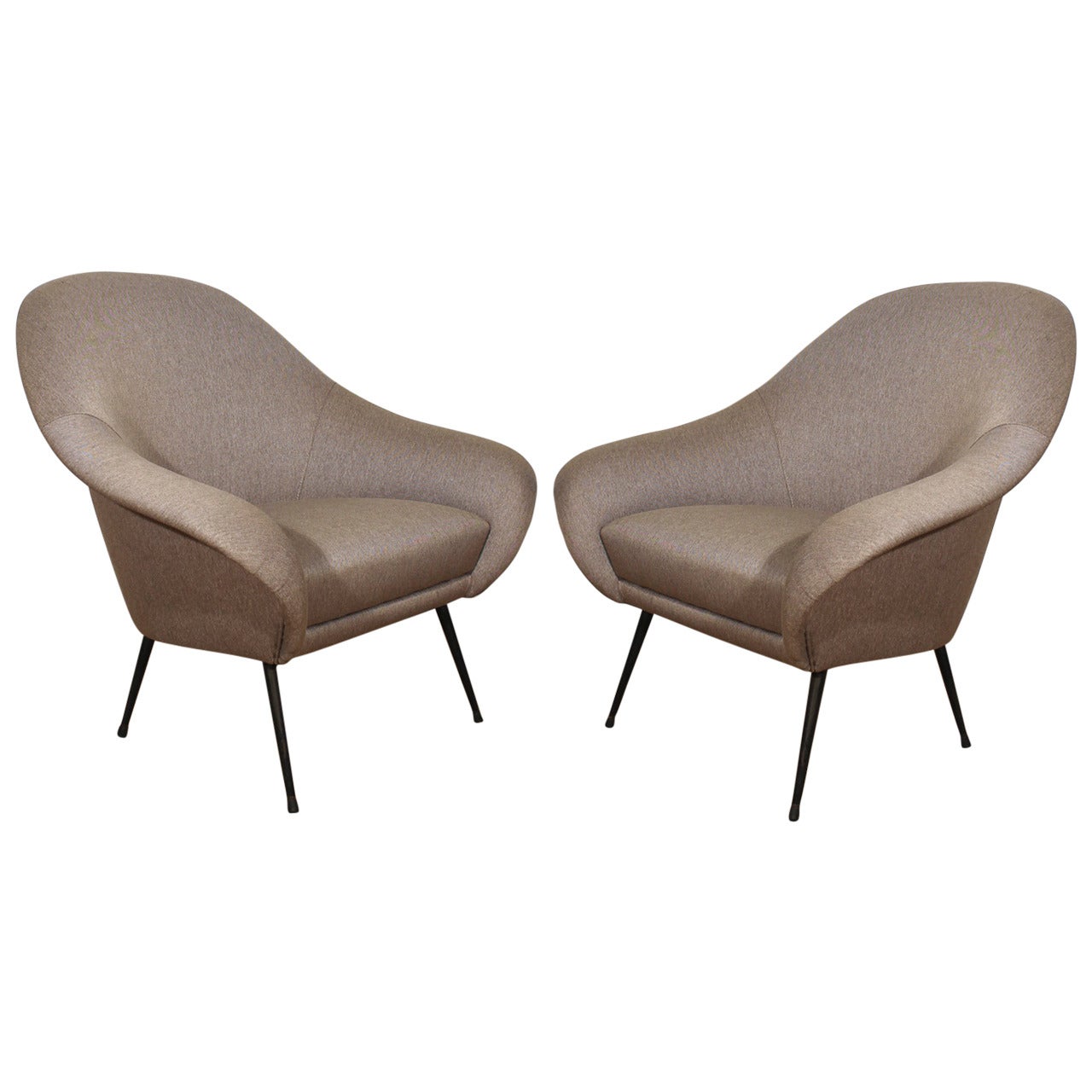 Pair of Small Rounded Armchairs from the 1950s