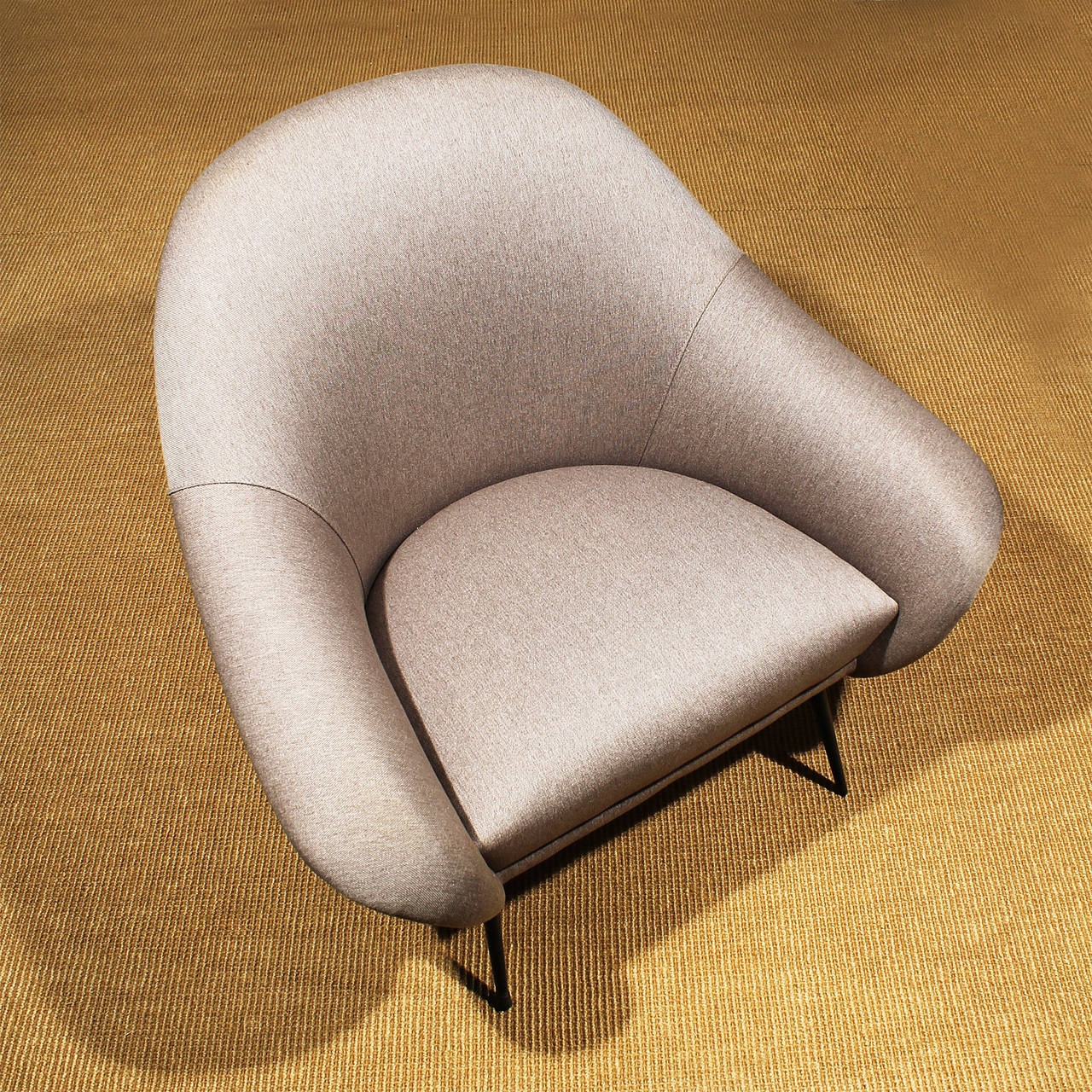 Mid-20th Century Pair of Small Rounded Armchairs from the 1950s