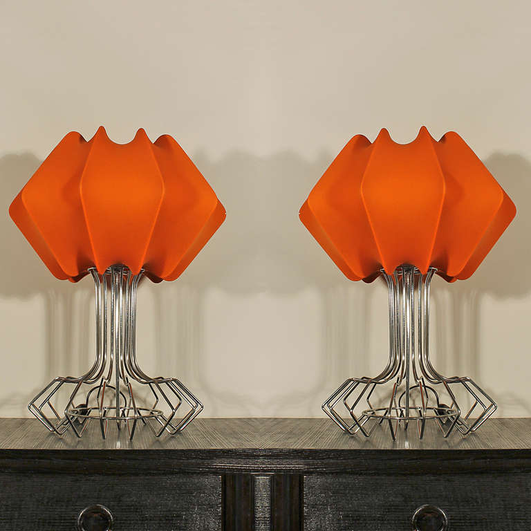 1970´s Pair of Table Lamps by Carpyen, metal and jersey - Spain