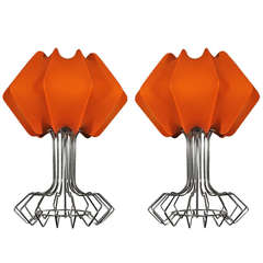 1970´s Pair of Table Lamps by Carpyen, metal and jersey - Spain