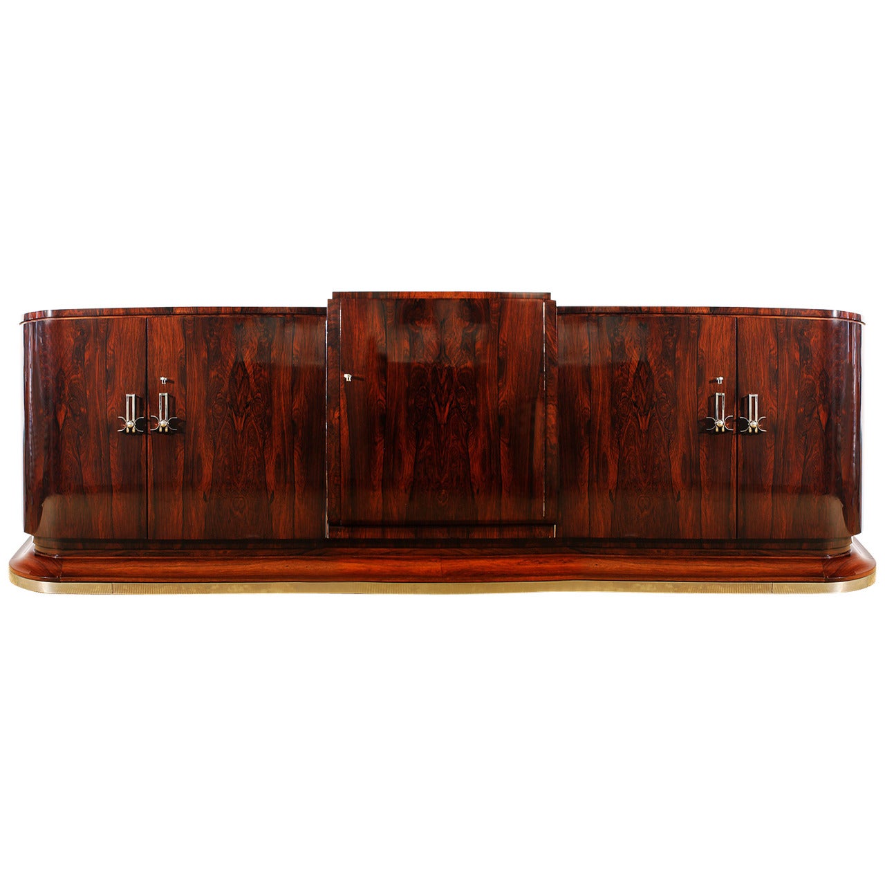 1930s Art Deco Sideboard in the Style of Jules Leleu, Mahogany, Sycamore -France