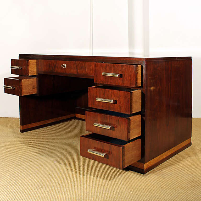 Mahogany Art Deco Cubist Desk