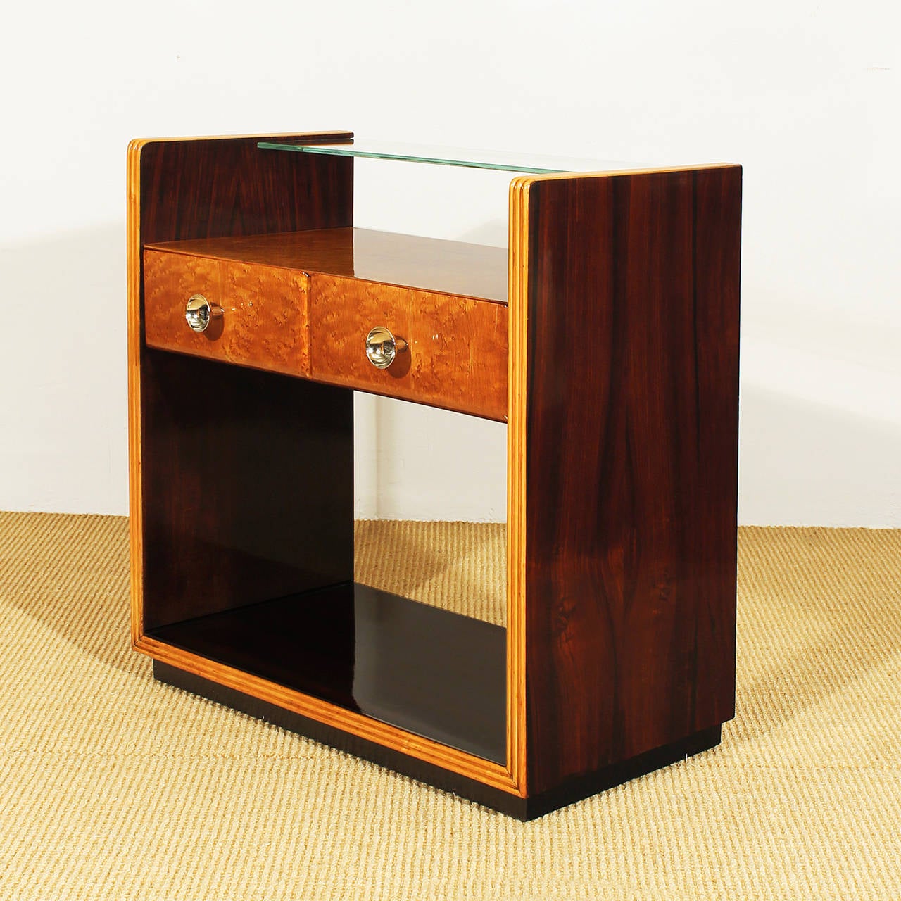 Italian Pair of Art Deco Cubist Nightstands