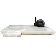 Antique Alabaster Pencil Box and Open Letter by Sandoz