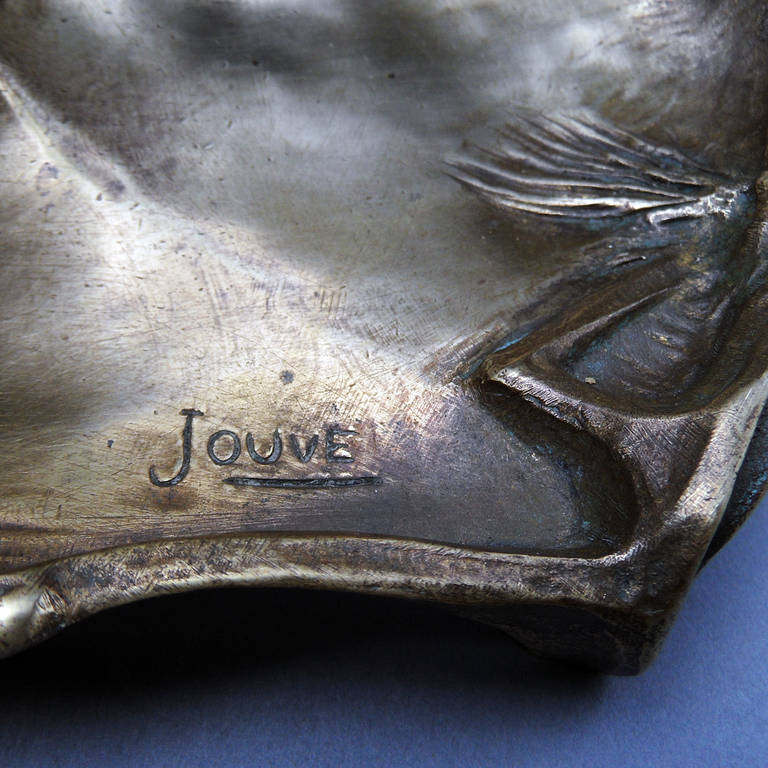 Large Bronze Inkwell, golden patina, Duke owl, Paul Jouve - France 3