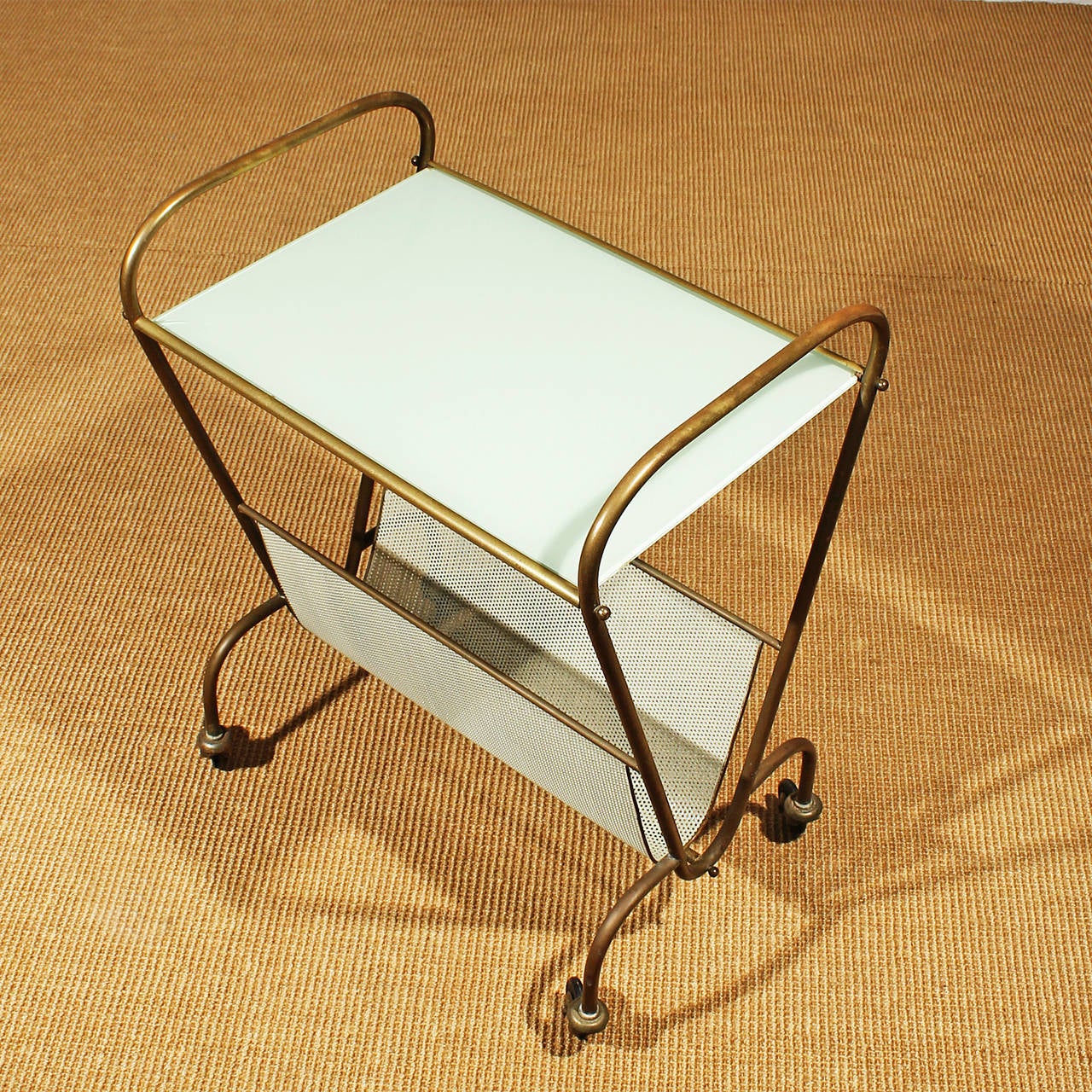 French Bar Cart and Magazine Rack in the Style of Mathieu Matégot