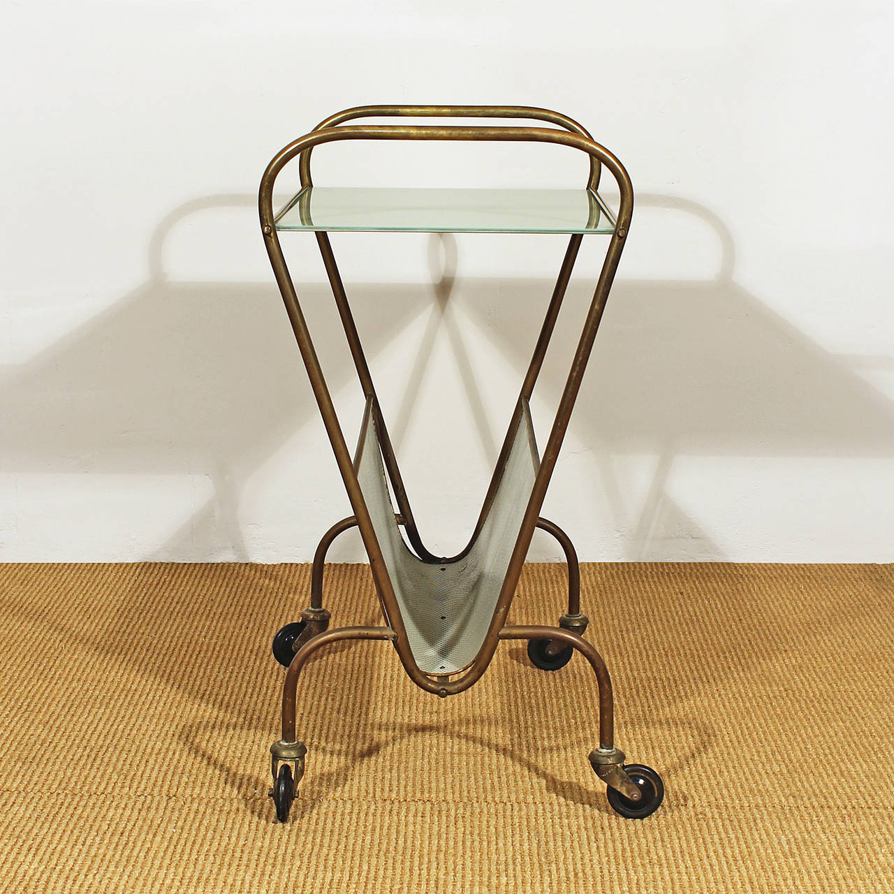 Mid-Century Modern Bar Cart and Magazine Rack in the Style of Mathieu Matégot