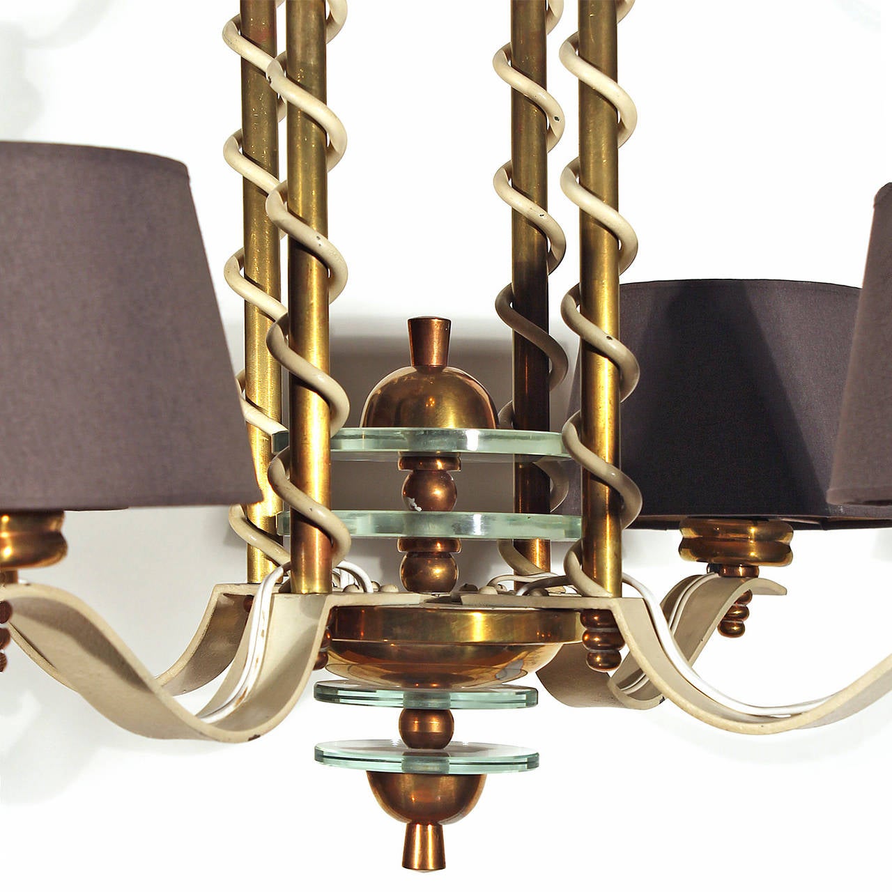 Lacquered Wrought Iron Chandelier from the 1940s