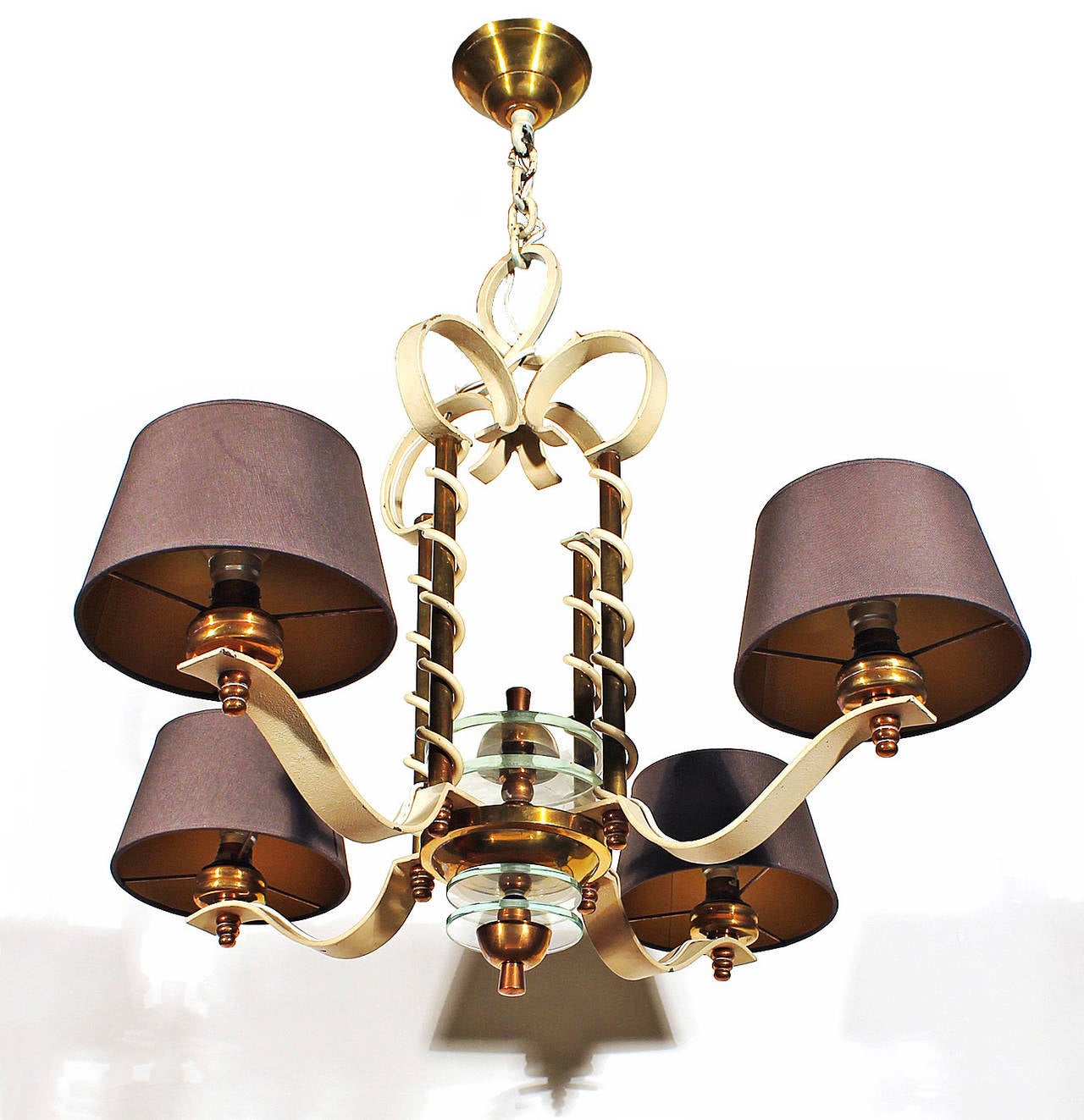 Mid-Century Modern Wrought Iron Chandelier from the 1940s