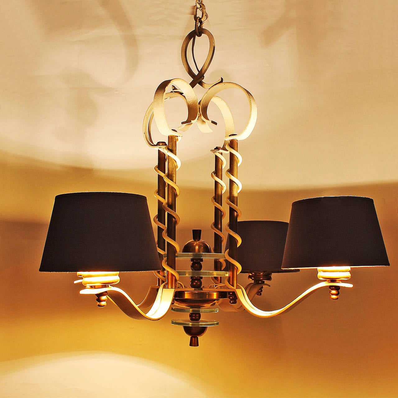 French Wrought Iron Chandelier from the 1940s