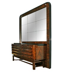 Vintage 1930s Art Deco Sideboard in the Style of Bruno Paul, Walnut, Czechoslovakia