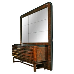 1930s Art Deco Sideboard in the Style of Bruno Paul, Walnut, Czechoslovakia