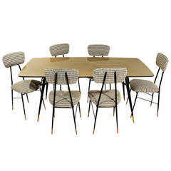 1950s Dining room table, metal, brass and formica - Italy