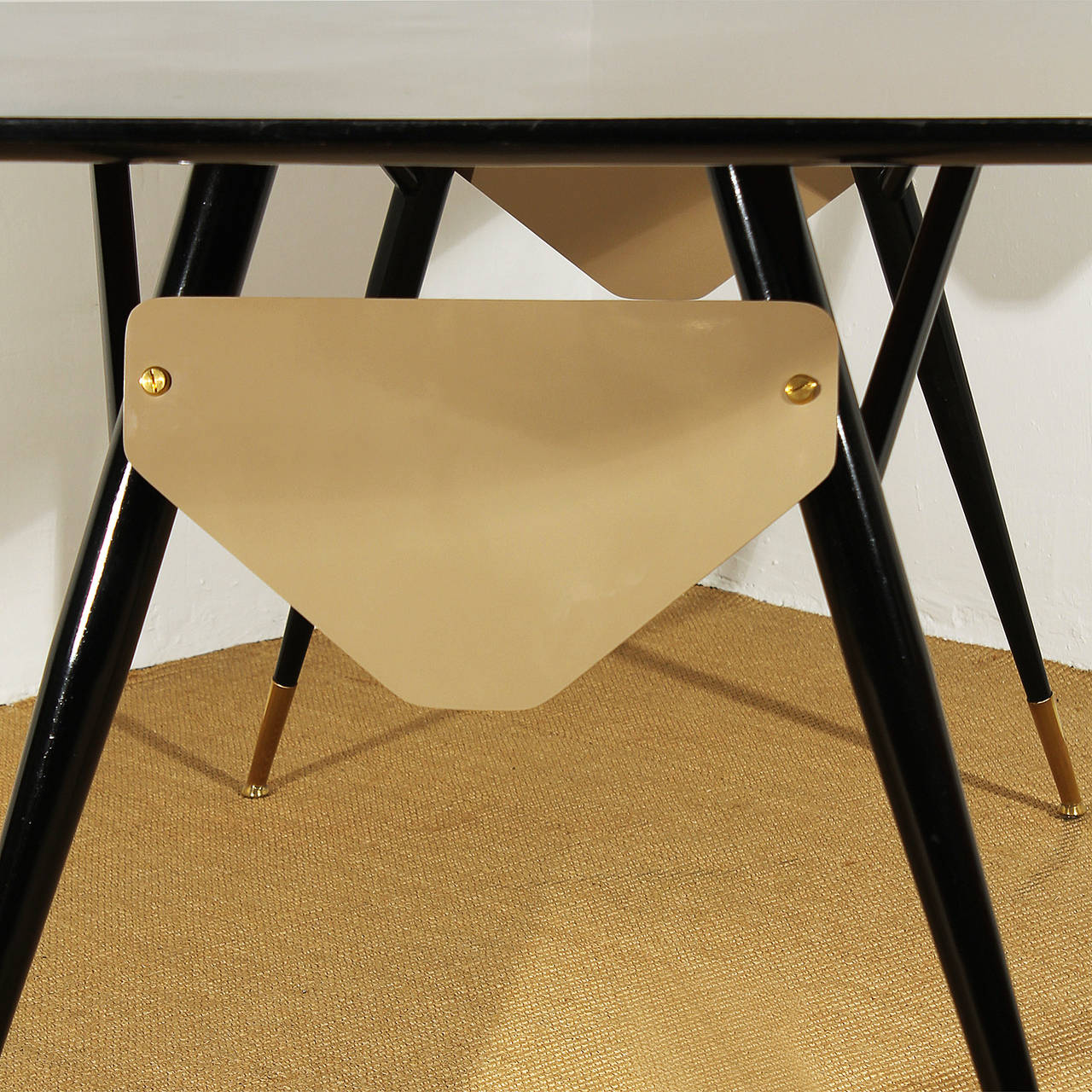 Metal 1950s Dining room table, metal, brass and formica - Italy