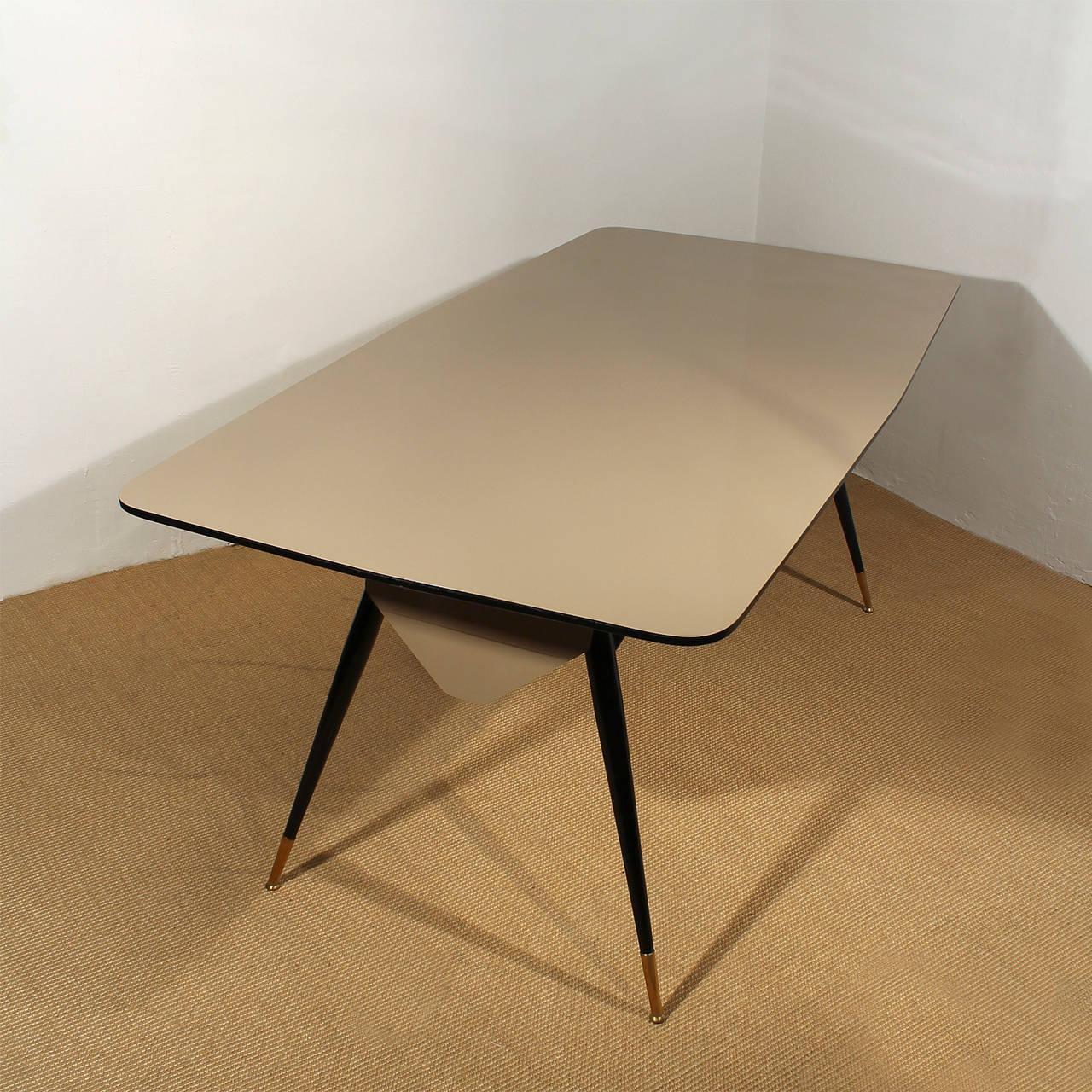 1950s Dining room table, metal, brass and formica - Italy In Excellent Condition In Girona, ES