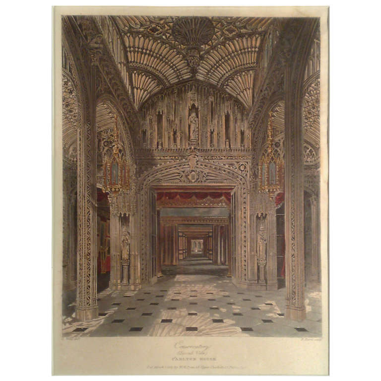 Engravings Hampton Court & Carlton House- London For Sale