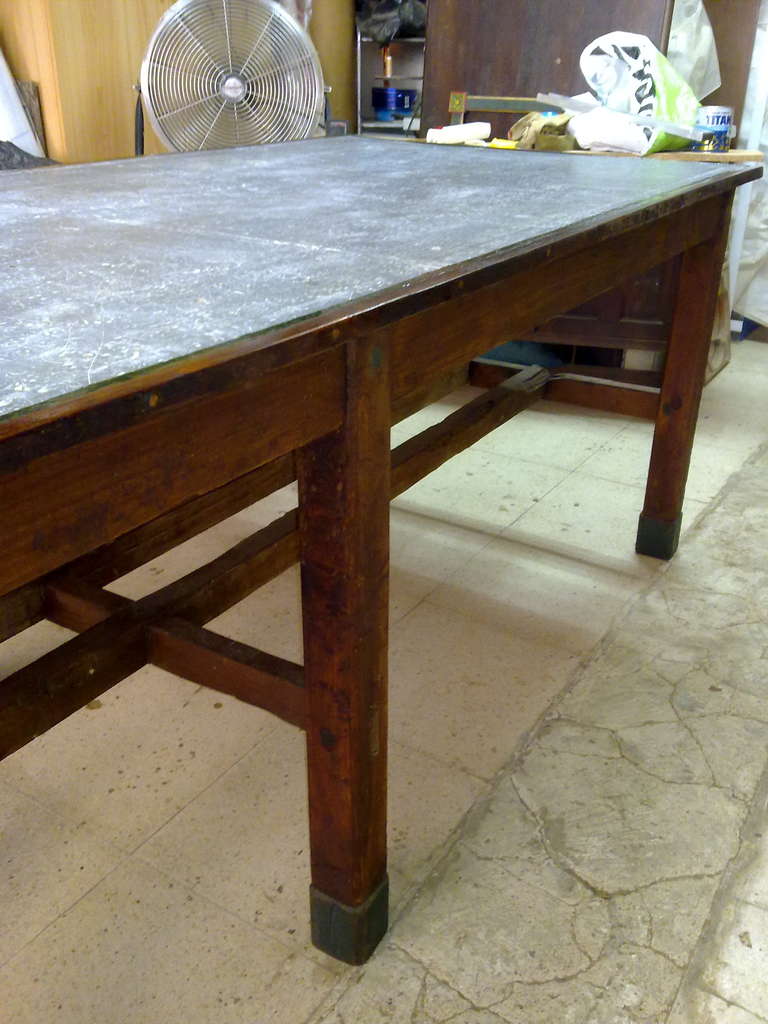 Industrial Zinc Topped Work Table For Sale 2