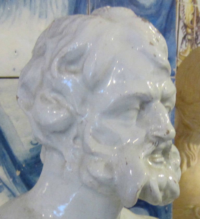 Portuguese 19th Century Glazed Faience Representing Jupiter For Sale