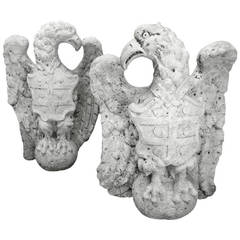 Pair of Portuguese 17th - 18th Century Marble Eagles