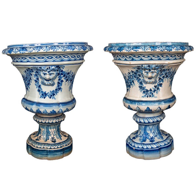 19th Portuguese Glazed Faience Vases at 1stdibs