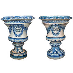 19th Portuguese Glazed Faience Vases