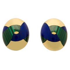 Tiffany & Co. Angela Cummings Lapis Malachite Gold Earrings