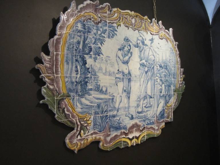 18th Century Azulejos Mural Representing the Baptism of Jesus