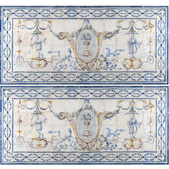 Antique Pair of D. Maria18th-19th Century Portuguese Azulejos Murals